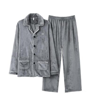 猫人珊瑚绒男士睡衣男款冬法兰绒