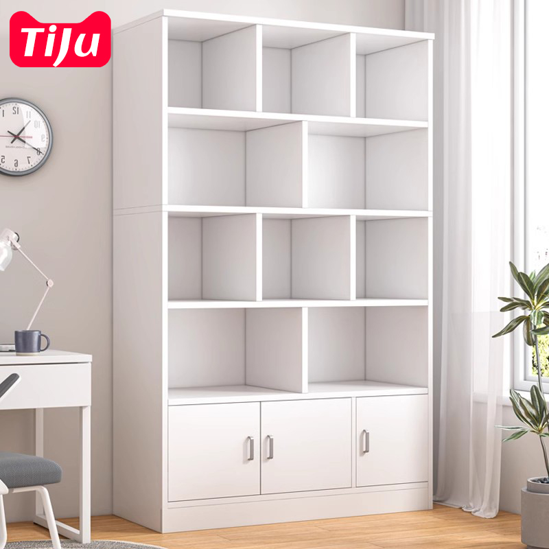 简易书架落地靠墙客厅置物架分层收纳架储物柜子一体简约家用书柜