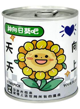 网红罐装种植小盆栽面罐头幸运草向日葵小花农绿企业学校番茄罐头