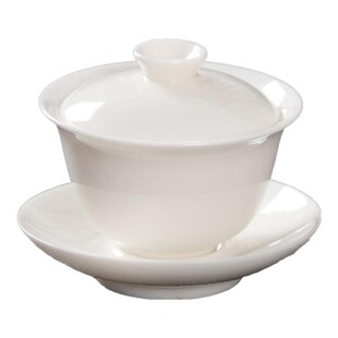 羊脂玉白瓷盖碗 120ml泡茶碗 茶杯陶瓷泡茶器岩茶家用功夫三才碗