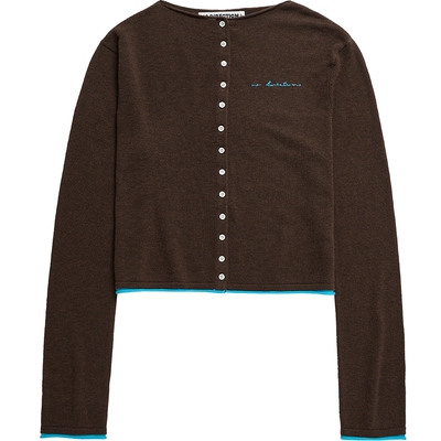 撞色滚边正肩廓形针织开衫