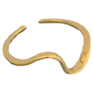 钛钢高保色INS潮小众复古金色波浪纹时尚气质高级感百搭开口戒指