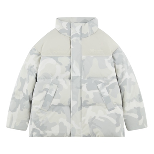 ei童装男童保暖羽绒服2025冬装新款中大童户外运动迷彩印花外套