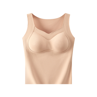 猫人德绒保暖背心吊带女带胸垫一体冬季加绒2025新款无痕打底内衣