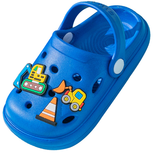 挖掘机儿童宝宝洞洞鞋1-3岁室内外防滑轻便男童汽车拖鞋夏沙滩鞋