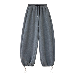 宽松休闲卫裤女秋冬加绒两穿可收口直筒束脚松紧腰显瘦运动裤子潮