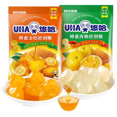 悠哈UHA蜂蜜舒润糖水果味
