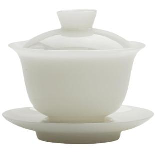 璞玉白瓷悬停盖碗茶杯三才茶碗套装家用功夫茶具不烫手单个泡茶碗