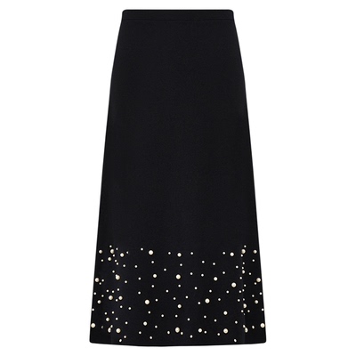 [羊毛针织]DVF经典曜石黑羊毛针织半裙KN3T005