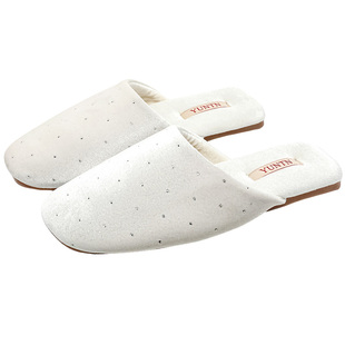 云团新品母贝光泽感轻奢优雅丝绒保暖棉拖鞋女室内防滑家用居家鞋