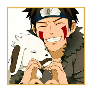 2025新款火影忍者犬冢牙diy数字油画手工涂色填充油彩画装饰挂画