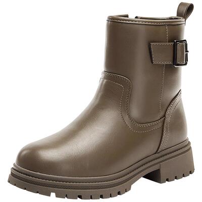 大东优雅粗跟短靴中跟侧拉链