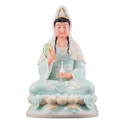 汉白玉观音菩萨佛像玄关装饰摆件