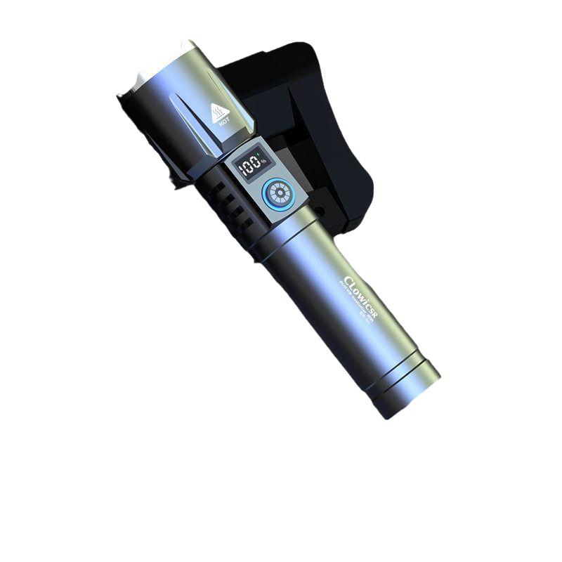 跨境白激光远射手电筒液晶数显强光户外充电超亮战术变焦磁铁