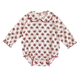 呱呱纯棉新生婴儿红色内搭百天喜庆翻领针织套装哈衣爬服包屁衣