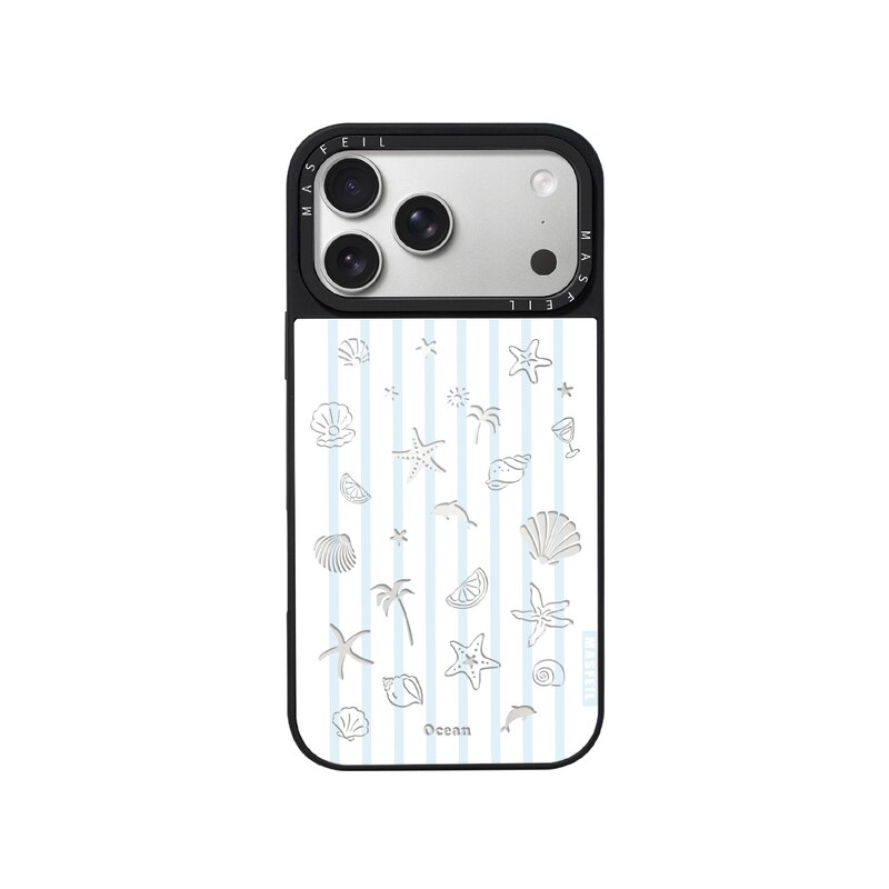 MASFEIL× 浅海拾贝适用iPhone17Promax手机壳新款ip15磁吸带支架苹果16Pro套Jo5镜面女高级感13pm全包14好看