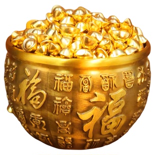 实心金元宝摆件迷你金条小金元宝道具聚宝盆配饰招财工位装饰