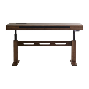 致野木作北欧电动升降书桌实木书房黑胡桃木办公学习桌电脑工作台