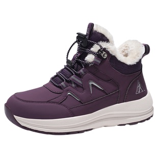 足力健老人鞋官方2025冬季新款加绒保暖雪地女靴加厚休闲东北棉鞋