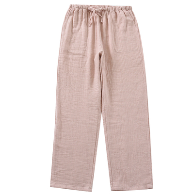 日系格子情侣家居裤纯棉长裤宽松