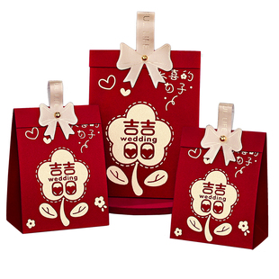 结婚喜糖盒婚礼伴手礼小礼盒糖果包装盒空盒子高级感手提喜糖袋子