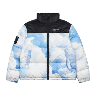 Ravenous冬季新款蓝天白云拼接羽绒服男女天空宽松立领外套潮牌
