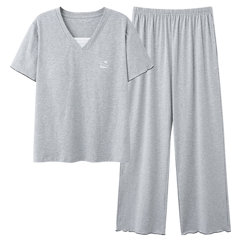 莫代尔棉带胸垫女士睡衣纯色简约