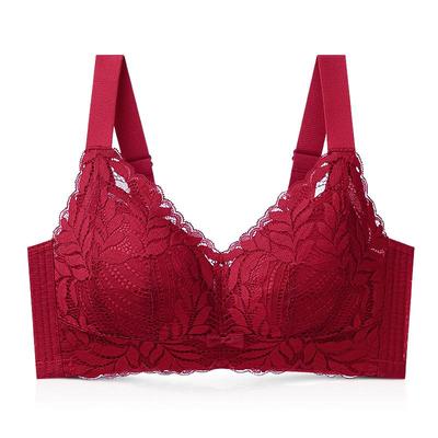 润微红色内衣套装女大胸显小