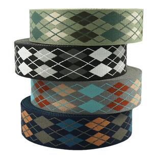 复古英伦风菱格 加厚提花织带5cm背带包肩带 手工DIY皮革制作60cm