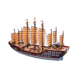 郑和宝船 中国古帆船 明朝战船 福船模型木质工艺品摆件 DIY拼装