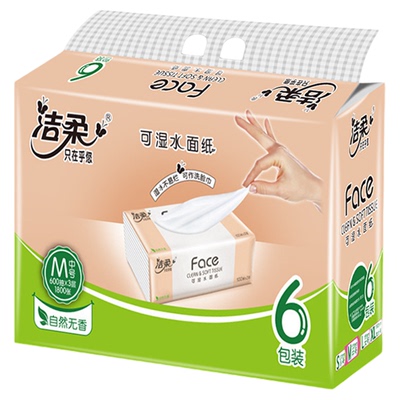 洁柔face可湿水面巾纸抽纸3层100抽133x195mm