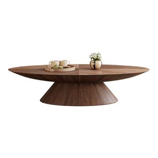 意式极简茶几现代简约中古风轻奢小户型胡桃木色家具椭圆套装茶桌