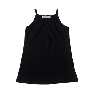 女童吊带裙背心打底裙韩版中大童夏季纯棉中长款内衣黑白色连衣裙