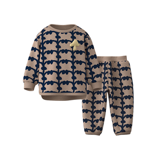 【糯米棉】papa爬爬春秋季宝宝卫衣套装男女宝休闲宽松柔软卫衣裤