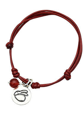 红绳手链女足银生肖款简约腊绳