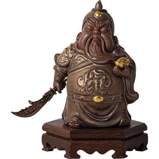 关公小摆件陶瓷中式客厅玄关办公室桌面装饰Q版招财武财神像关羽