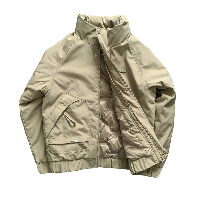 潮牌纯色立领棉服男冬季2026新款