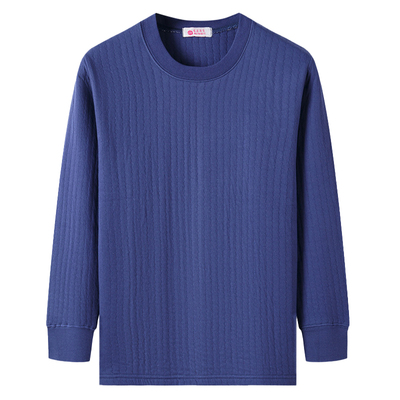 纯棉夹棉上衣男士中老年人爸爸春秋冬季宽松加厚秋衣保暖内衣单件