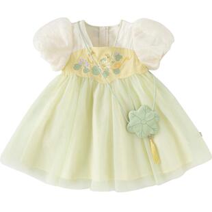 戴维贝拉女童连衣裙夏装新款儿童刺绣国风汉服新中式裙子宝宝童装