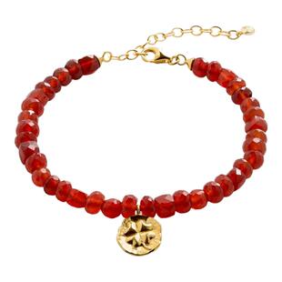 Monica Vinader莫妮卡手饰本命年马年小幸运红玛瑙四叶草串珠手链
