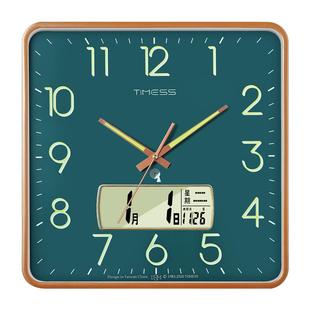 TIMESS电波钟表挂钟客厅家用时尚夜光时钟挂墙创意万年历轻奢挂表