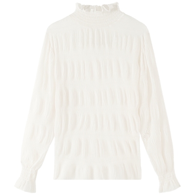 慕兔法式休闲半高木耳边领衬衫