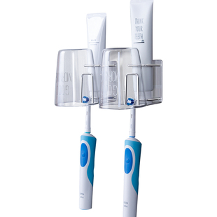 304不锈钢牙刷置物架免打孔浴室壁挂式电动放口杯刷牙杯架的架子