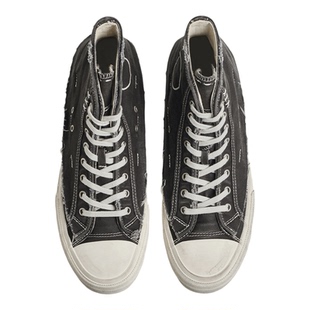 TCMADExVIBRAM 304双层做旧洗水帆布鞋 复古高帮厚底硫化鞋男女款