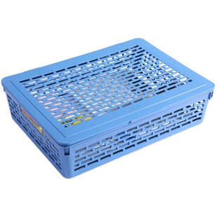 得力文件篮凭证筐A4收纳框网状公文篮多功能单据塑料筐财务收纳框桌面办公用品蓝色整理置物架资料筐收纳盒