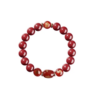 庆祥泰官方旗舰店正品原矿朱砂手串女款马年本命年属马牛鼠兔手链
