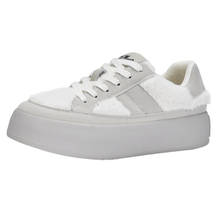 戈美其休闲板鞋女款2024新款秋冬小白鞋百搭加绒学院风厚底德训鞋