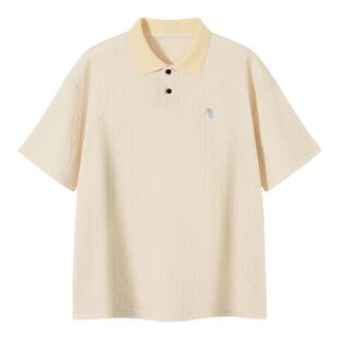 PSO Brand男装女装老钱风高尔夫小熊刺绣针织纹短袖POLO衫T恤情侣