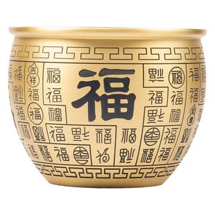 小铜记黄铜百福缸铜缸米缸聚宝盆家用玄关客厅装饰办公室摆件礼品