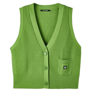 U/TI联名款浅绿色针织背心马甲女叠穿潮无袖上衣尤缇2024春季新款